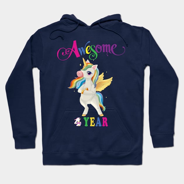 4th Birthday Unicorn Hoodie by NI78